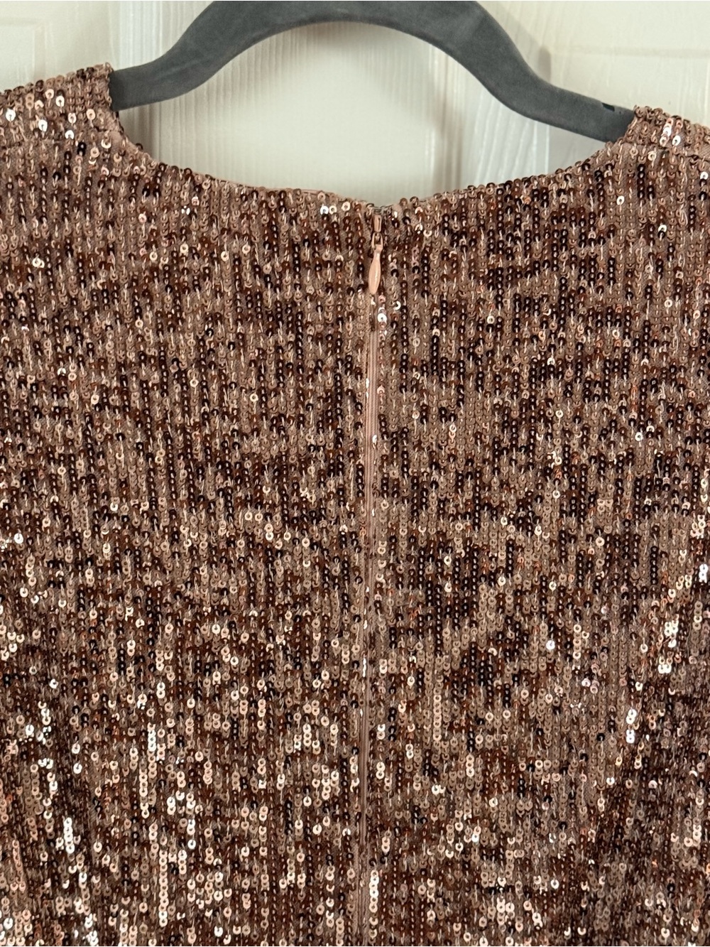 Alex Marie Rose Gold Sequin Jumpsuit Size 8 Belted Wide Leg Formal - Picture 10 of 16